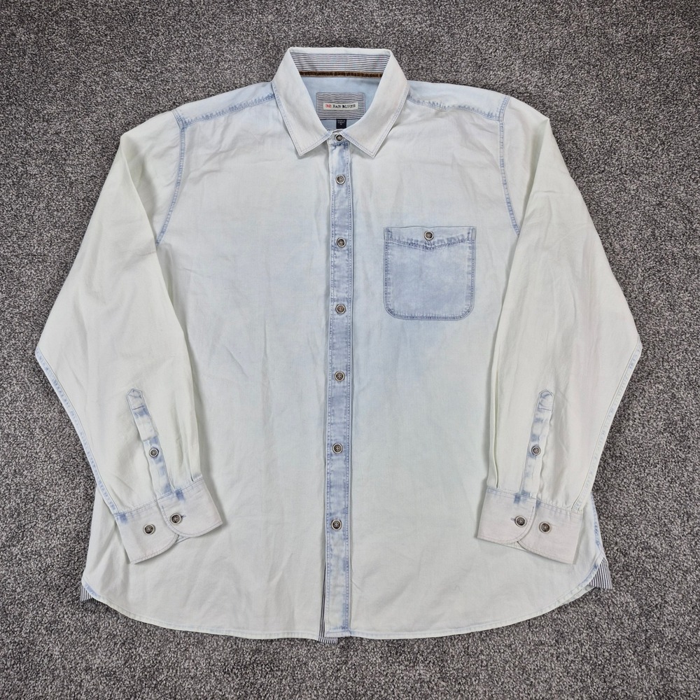 32‎ Bar Blues Shirt Mens XL Light Blue Cotton Long Sleeve Button Up Denim-Style